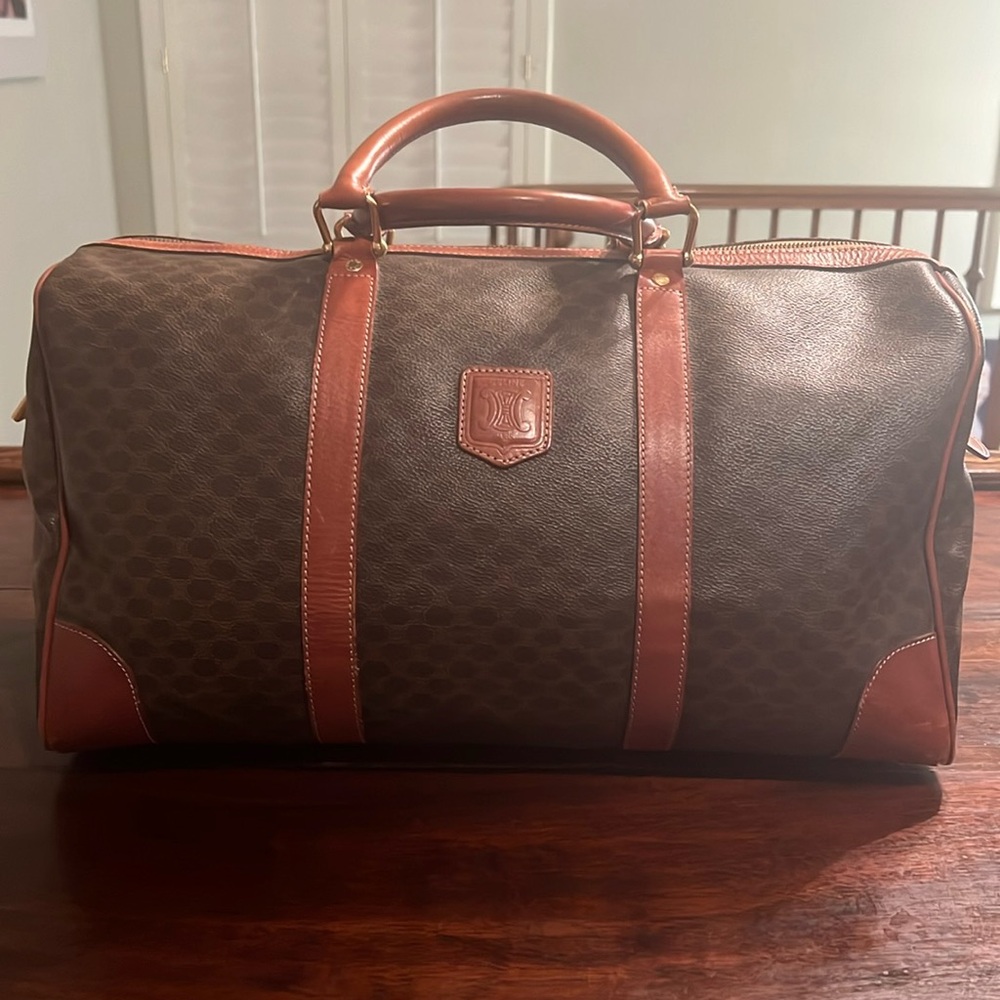 CELINE Vintage Macadam Triomphe Travel Boston Bag
